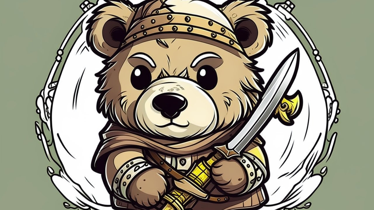 Cute Viking Bear Warrior with Sword Illustration