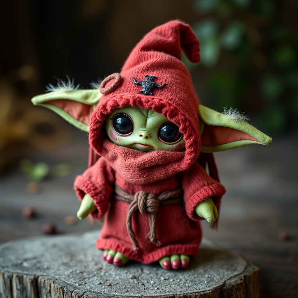 Cute Voodoo-Themed Doll Plushie in Red Hooded Robe