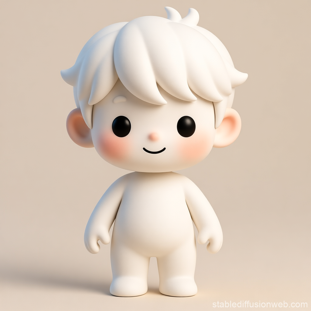 Cute White Chibi Character with Blush