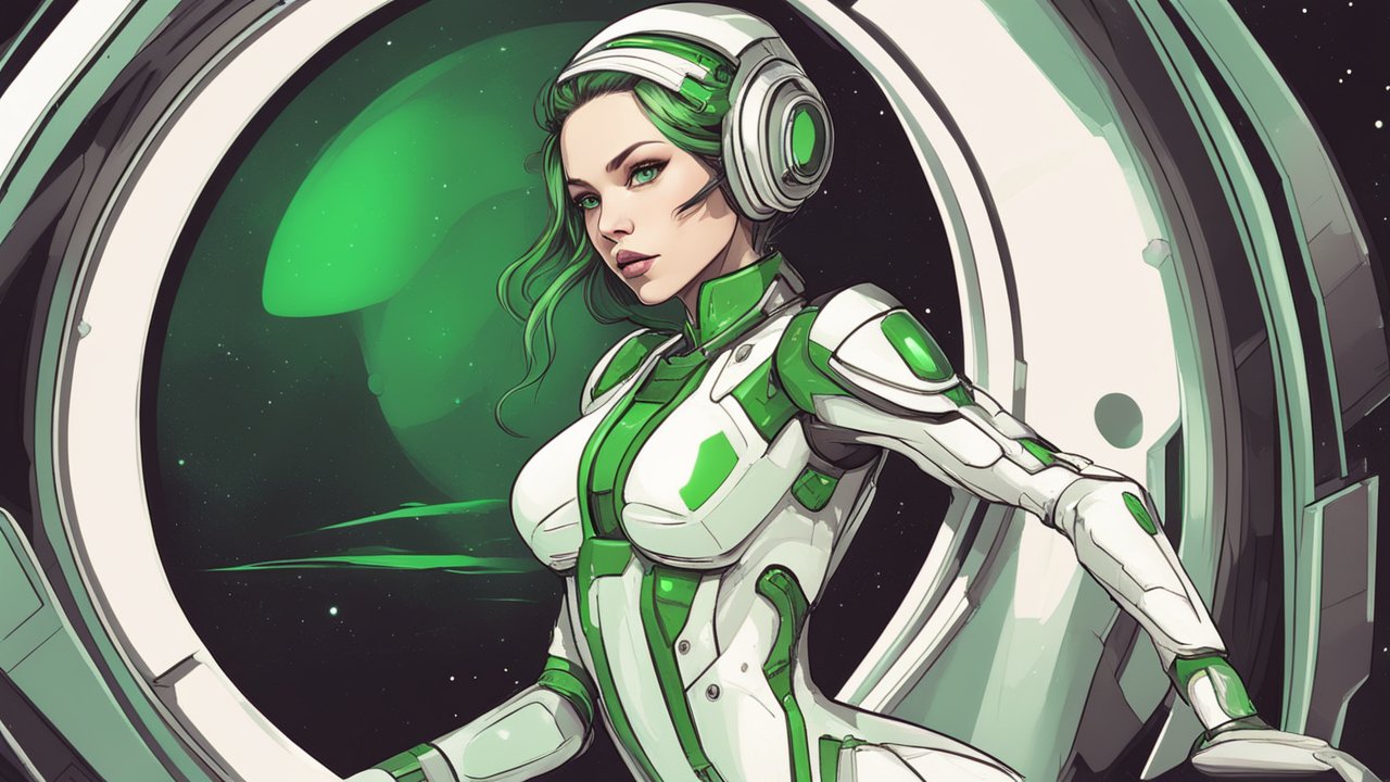 Cyber Girl in Futuristic Space Suit