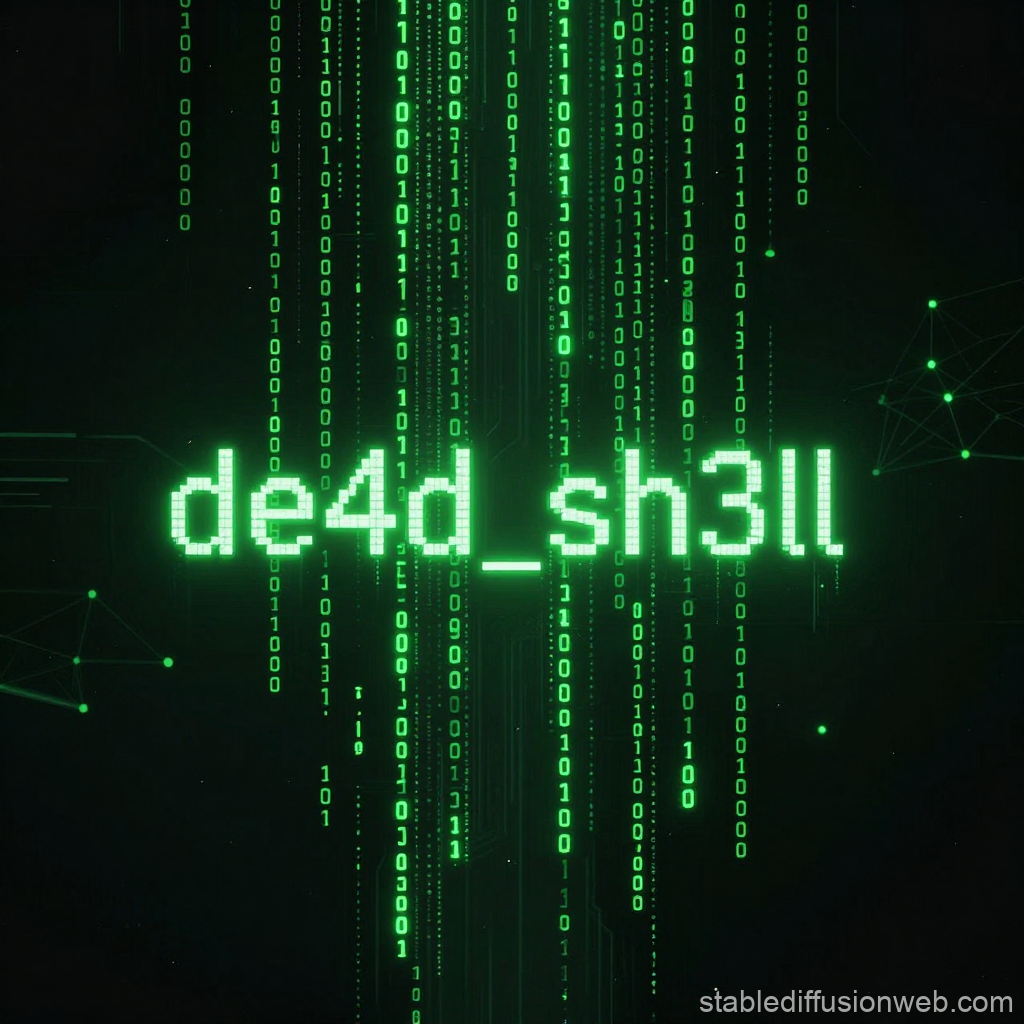 Cyber Security Matrix Style Digital Code with de4d_sh3ll Text