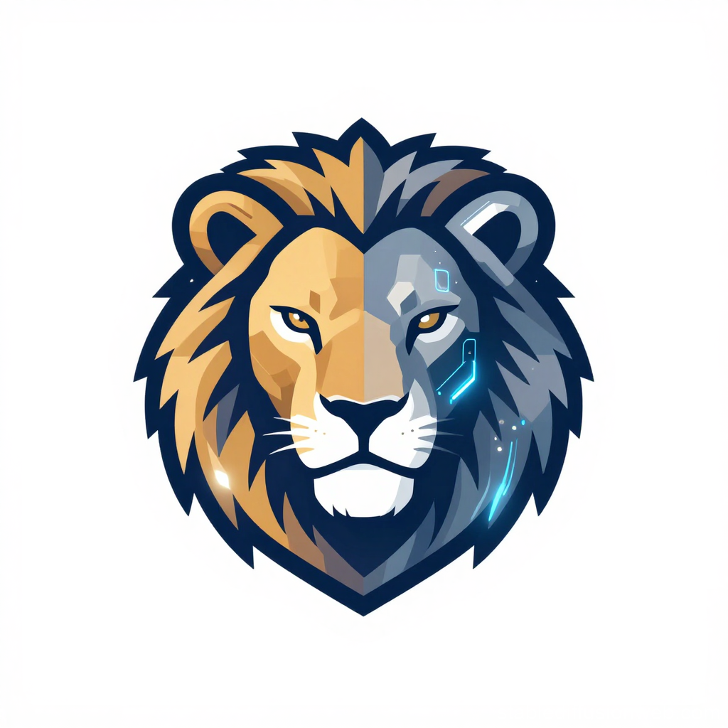 Cybernetic Lion Logo with Futuristic Design