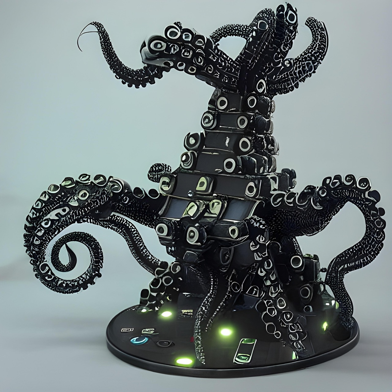 Cybernetic Octopus with Mechanical Tentacles