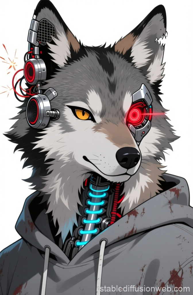 Cyberpunk Coyote with Robotic Enhancements