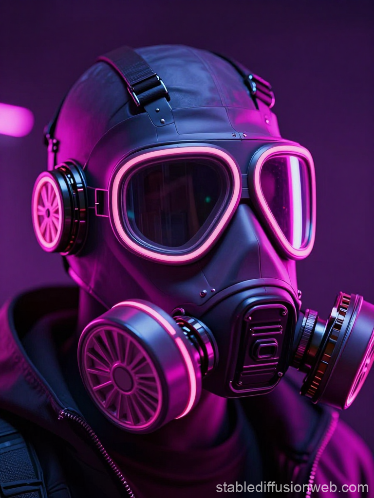 Cyberpunk Gas Mask with Neon Pink Highlights