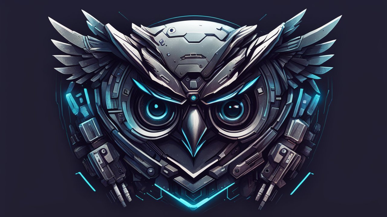 Cyberpunk Mechanical Owl Logo