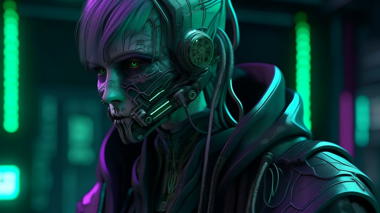 Cyberpunk Neo-Romancer with Futuristic Cybernetic Enhancements