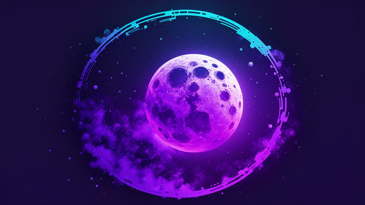 Cyberpunk Neon Moon with Futuristic Circular Frame