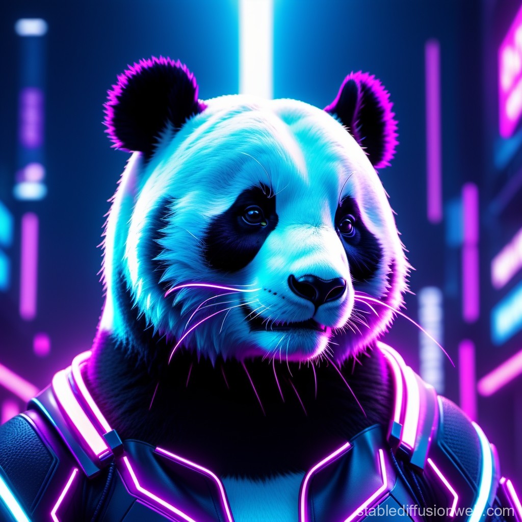 Cyberpunk Panda in Neon Lights