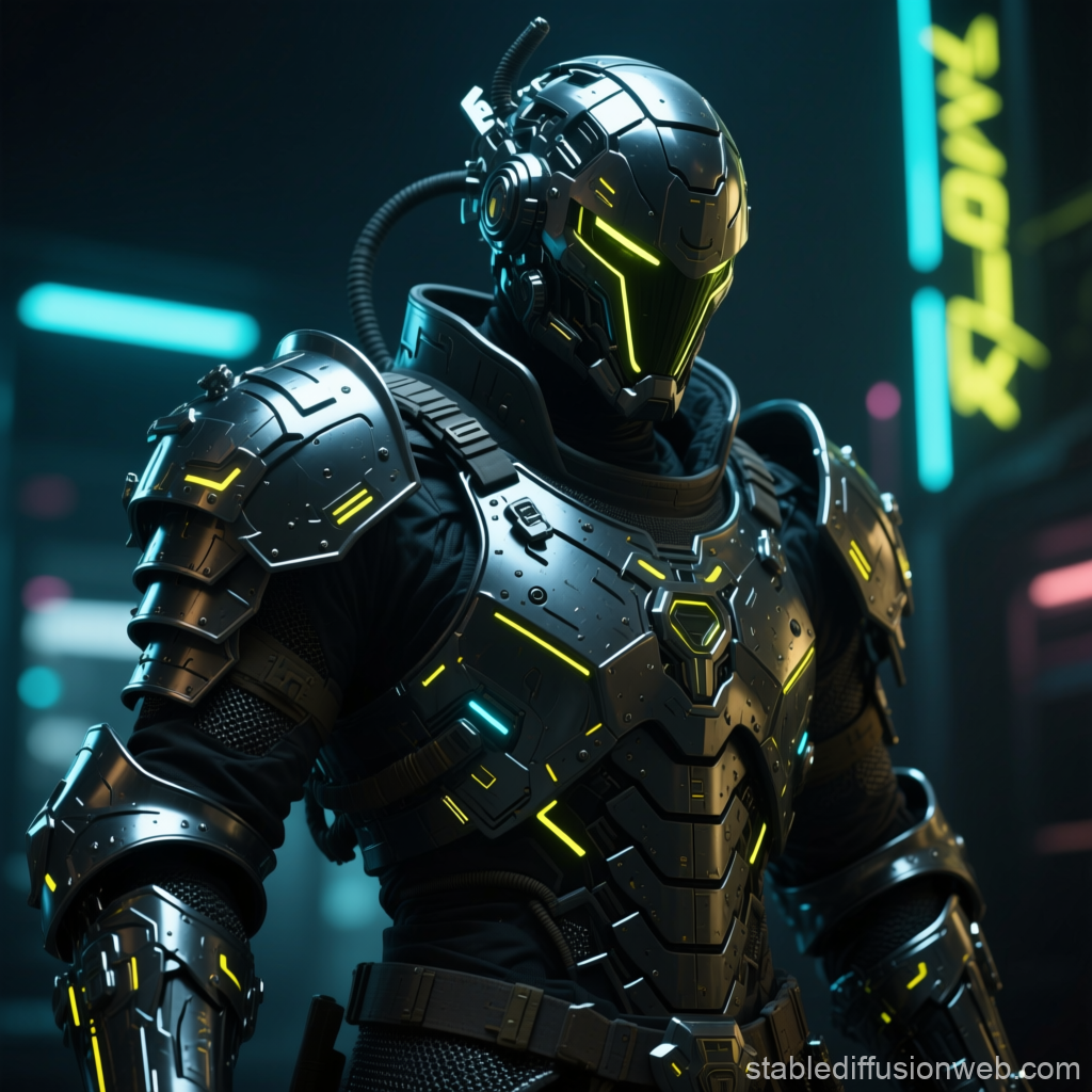 Cyberpunk Warrior in Futuristic Armor