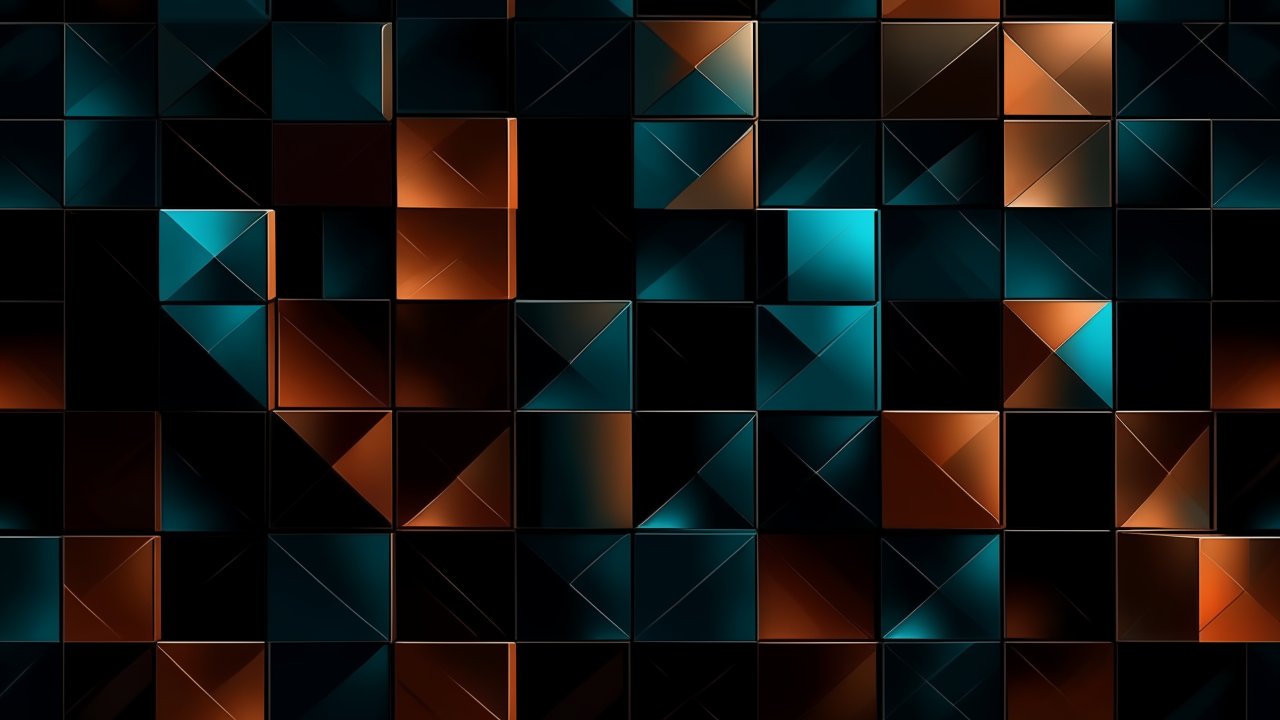 Dark Abstract Geometric Pattern with Blue and Orange Highlights