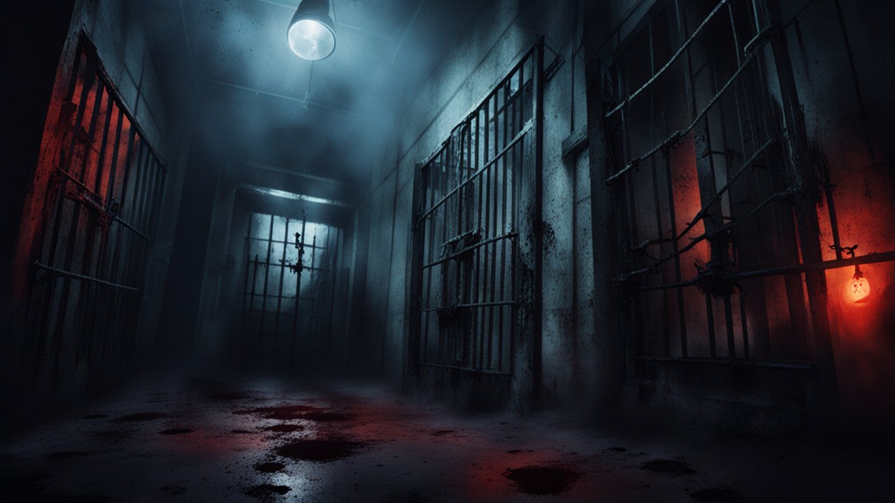 Dark and Eerie Horror Prison Corridor