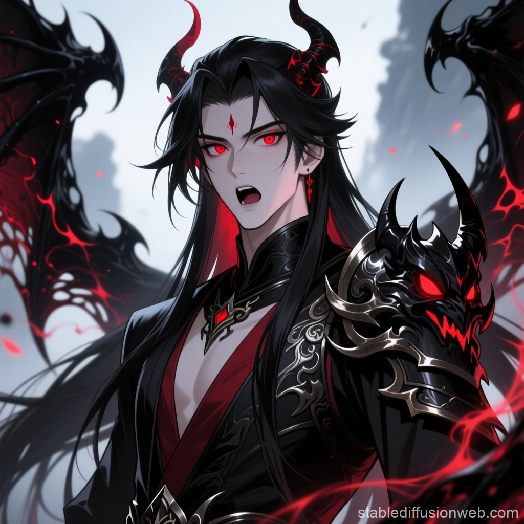 Dark Anime Villain with Demonic Wings and Armor