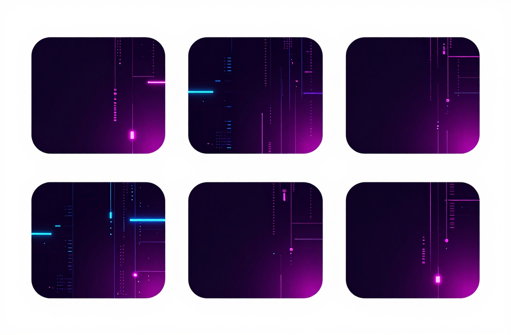 Dark Digital Panel with Neon Lines and Dots