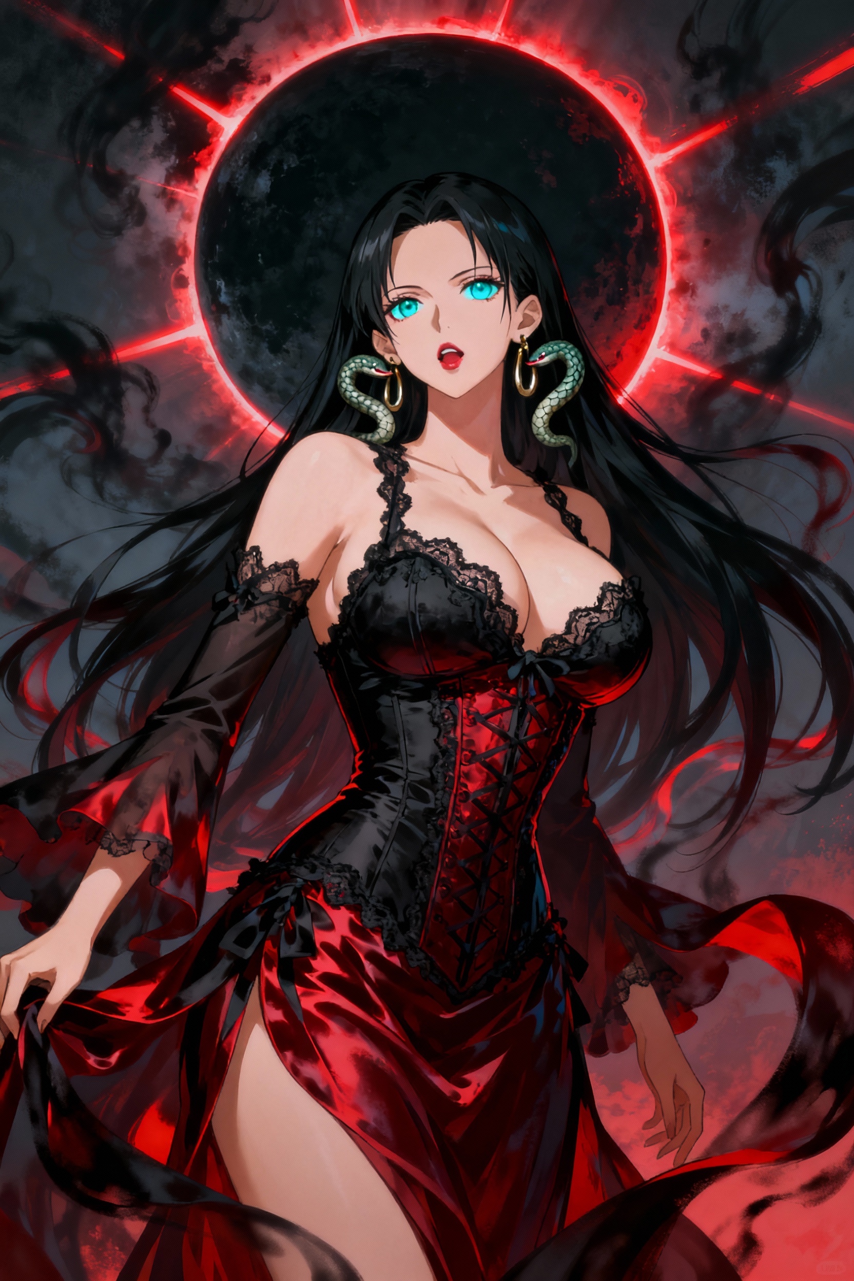 Dark Elegance Under a Blood Moon