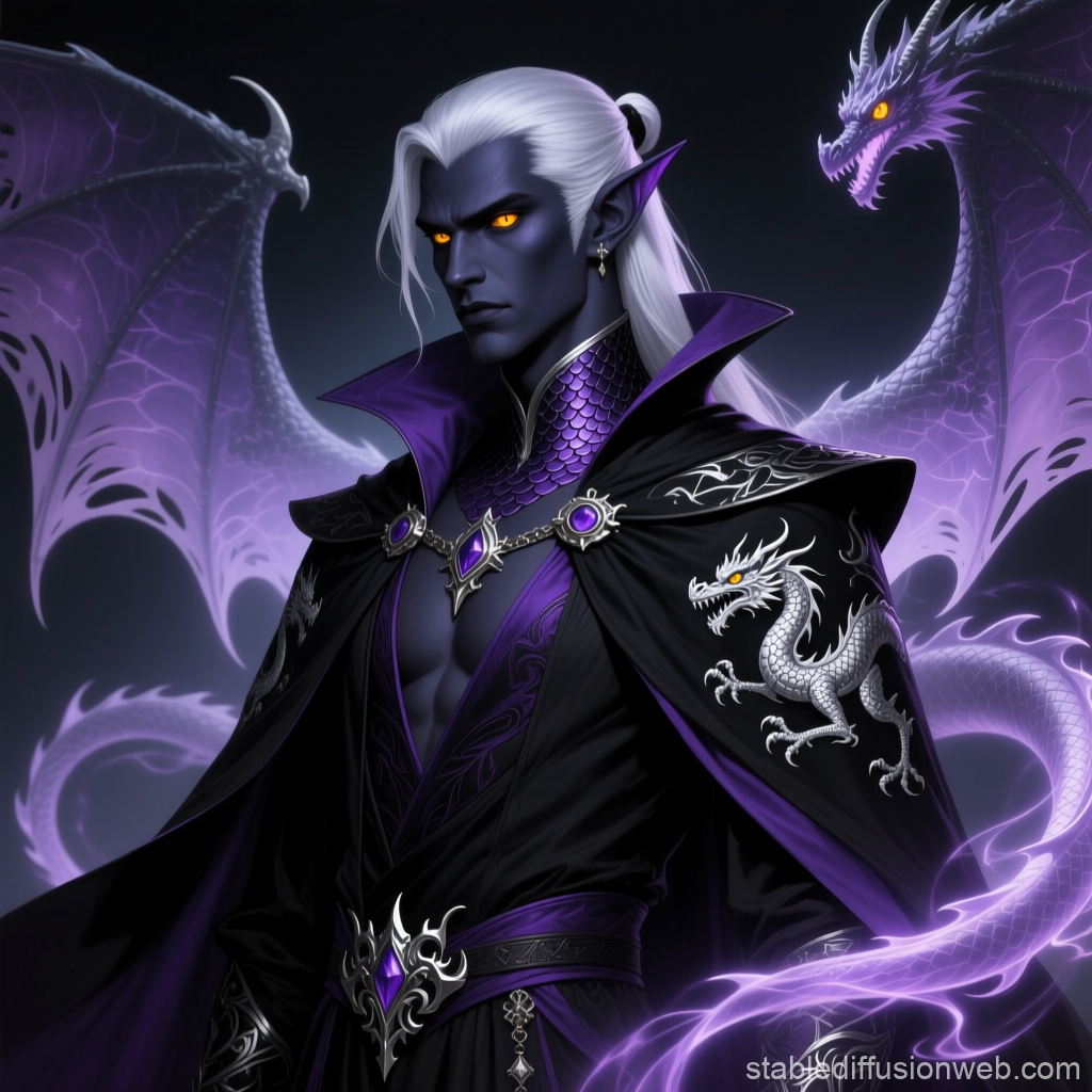 Dark Elf Sorcerer with Purple Dragon Familiar