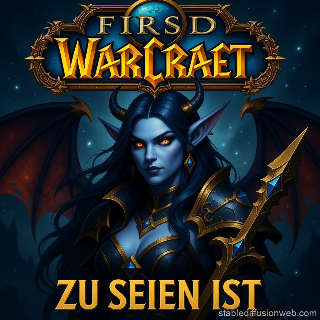 Dark Elf Warrior from Warcraft with Fiery Eyes