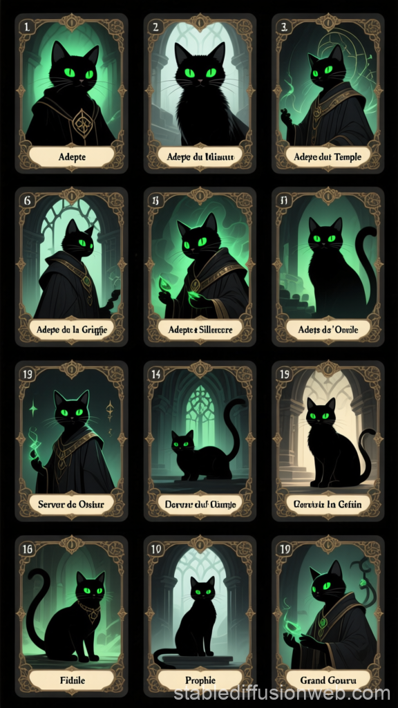 Dark Fantasy Cat Adept Trading Cards