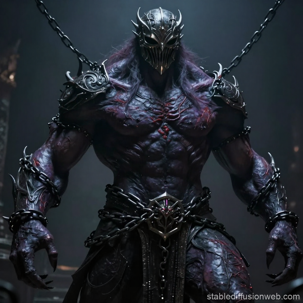 Dark Fantasy Giant Warrior with Chains and Spiked Armor