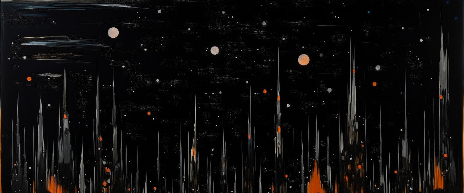 Dark Futuristic Cityscape Under a Starry Sky