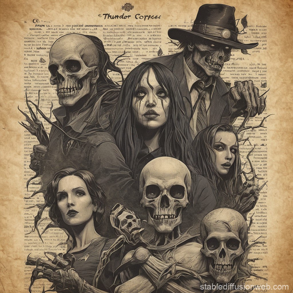 Dark Gothic Characters with Skulls and Shadows