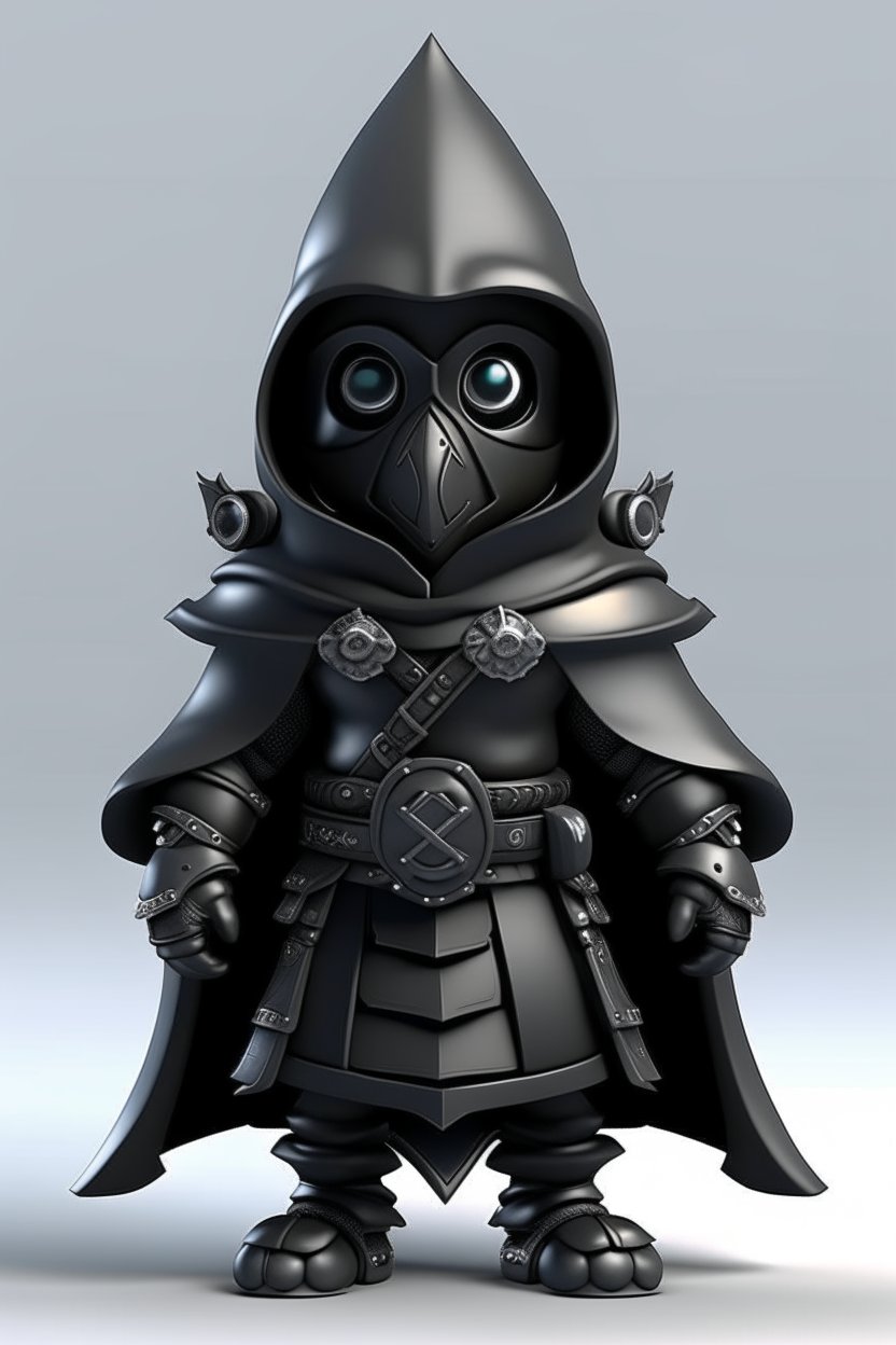 Dark Hooded Gnome Warrior with Mechanical Eyes