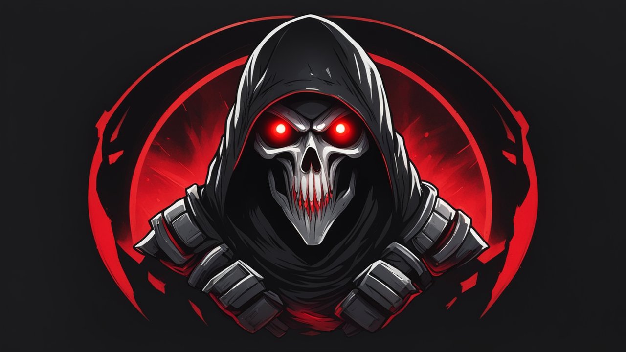 Dark Hooded Skull with Glowing Red Eyes