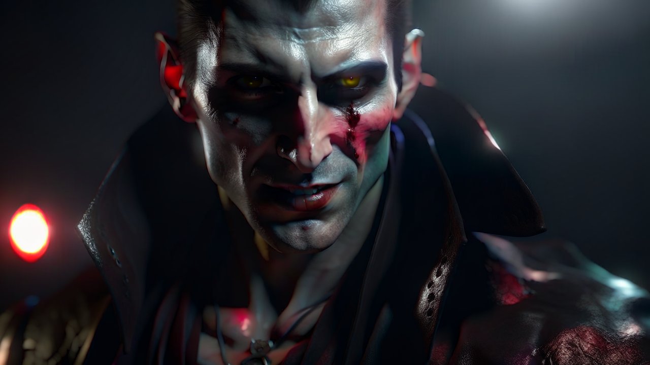 Dark Intense Portrait of a Battle-Worn Male Character