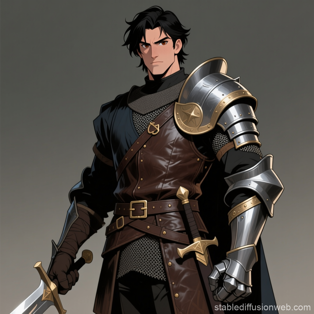 Dark Knight in Detailed Armor with Sword