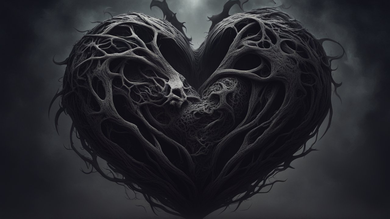 Dark Organic Heart with Intricate Veins