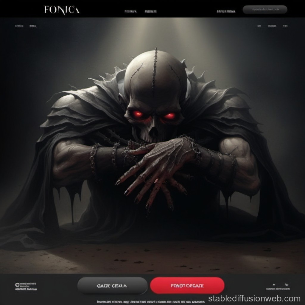 Dark Skeletal Figure with Glowing Red Eyes