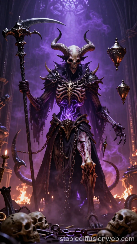 Dark Soul Collector with Horned Skull and Scythe