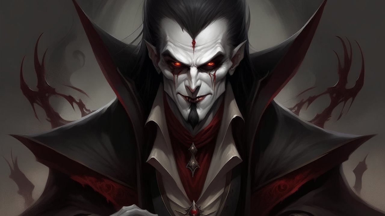 Dark Vampire Lord with Glowing Red Eyes