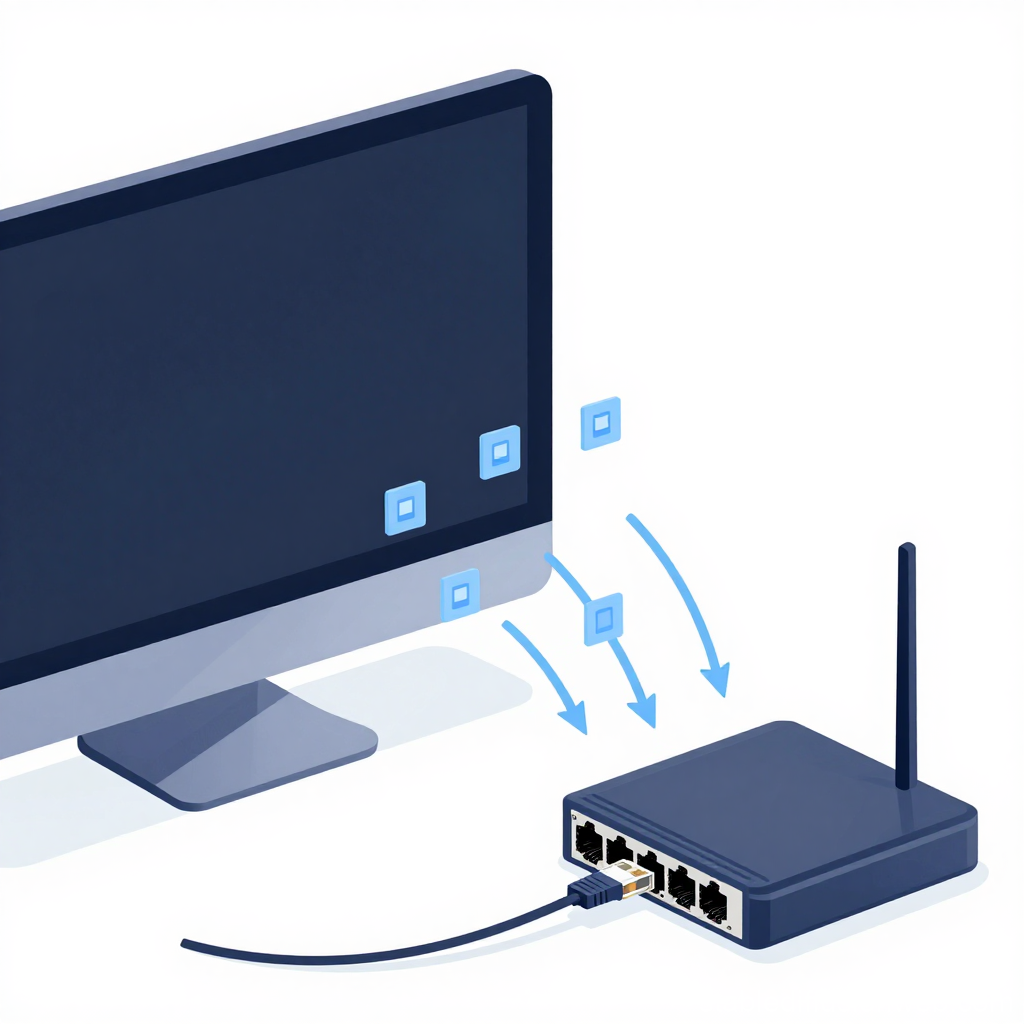 Data Flow from Computer to Router Illustration