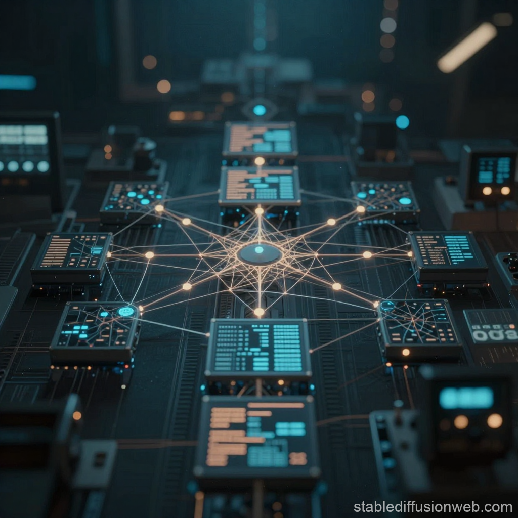 Data Flow Network Visualization with Connected Nodes