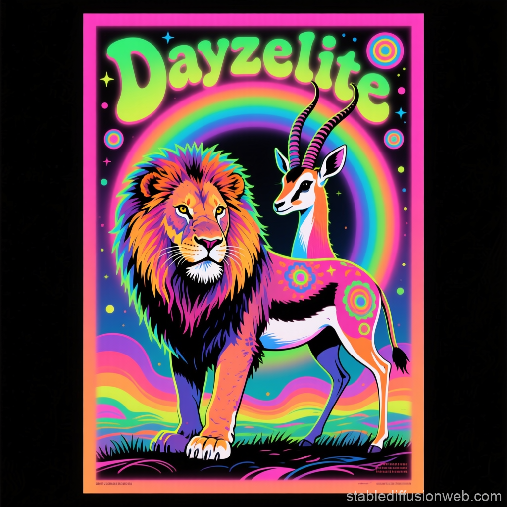 Dayzelite Neon Lion and Gazelle Hybrid Poster