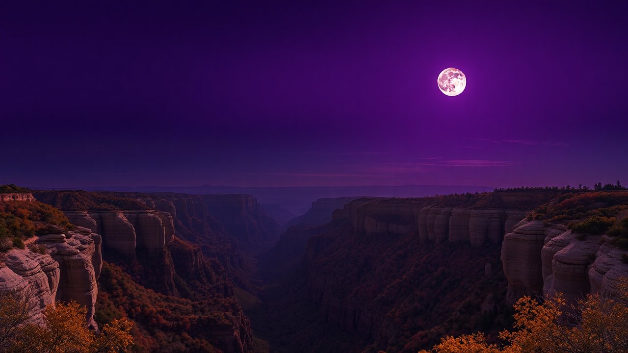 Deep Purple Night Sky Over Majestic Canyon