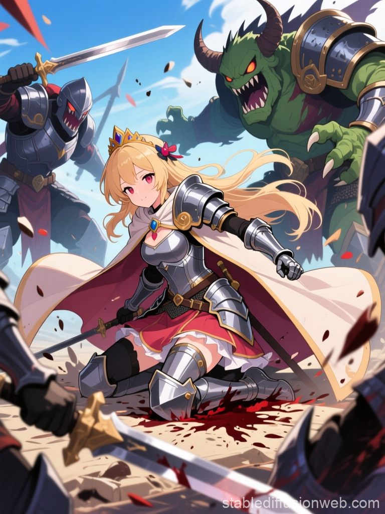 Defeated Princess Knight Surrounded by Enemies