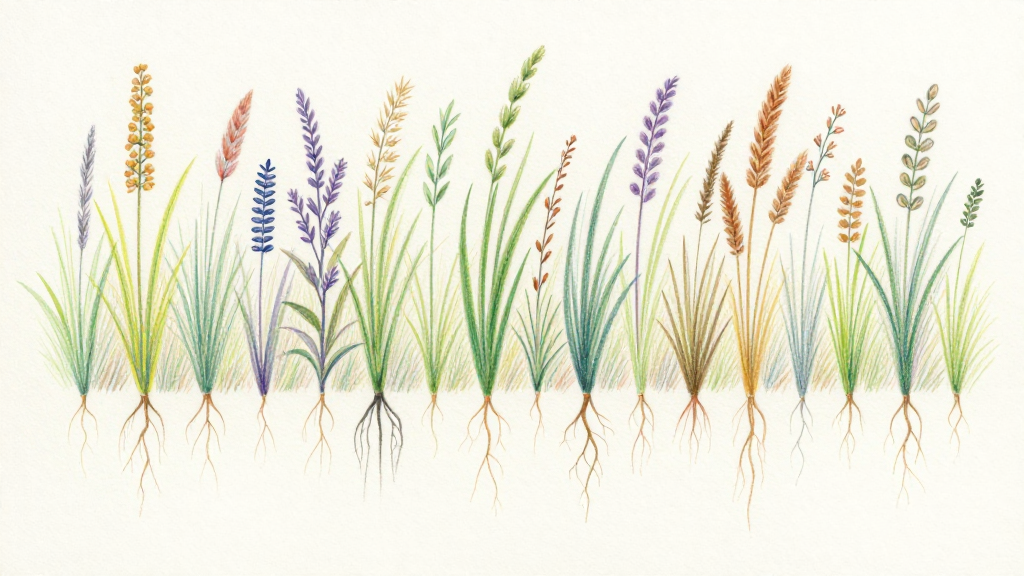 Delicate Botanical Study of Prairie Grasses