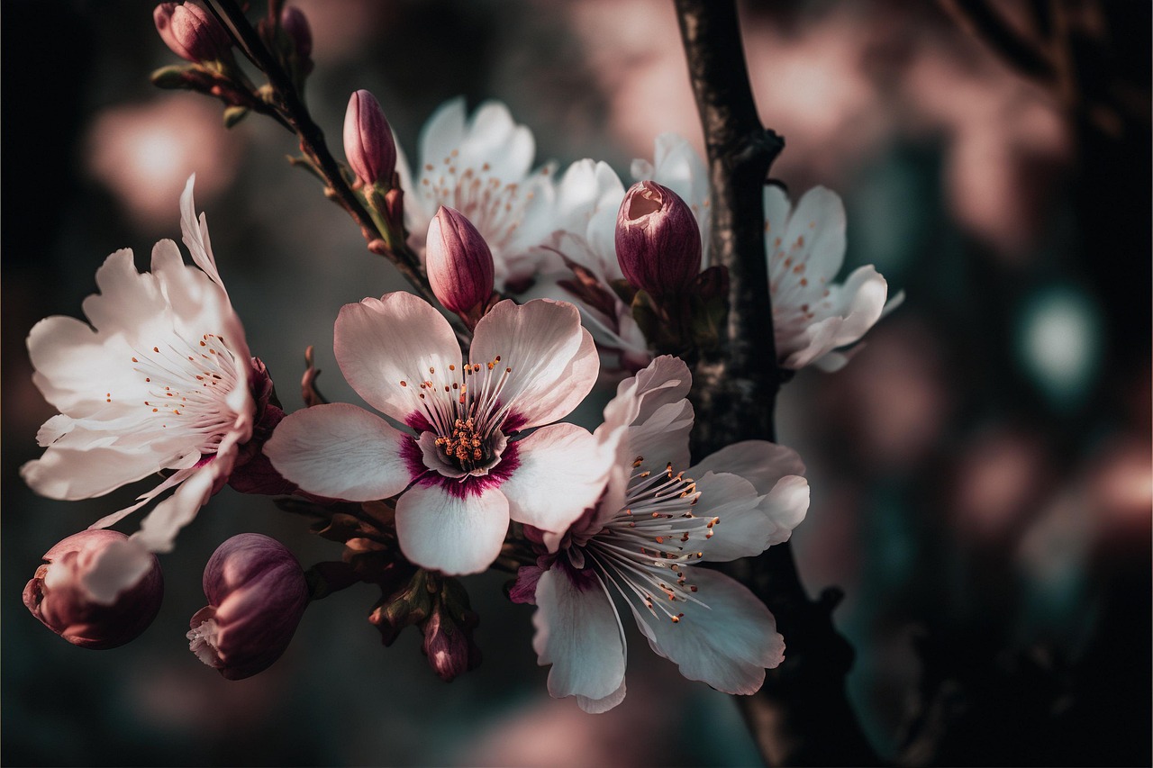 Delicate Cherry Blossom Flowers in Soft Light