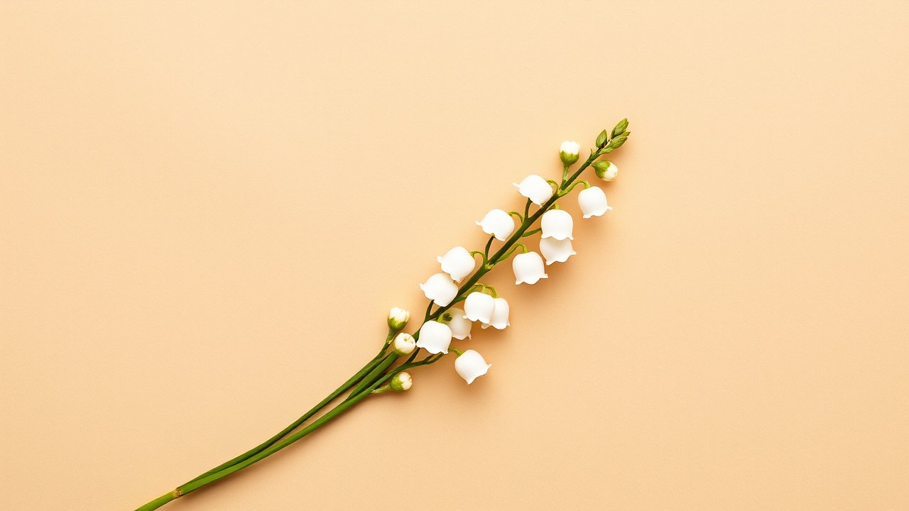 Delicate Lily of the Valley on Soft Beige Background