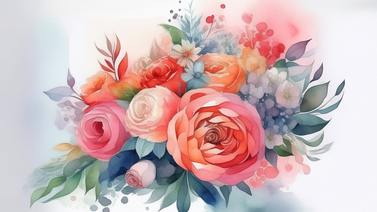 Delicate Watercolor Floral Bouquet Illustration