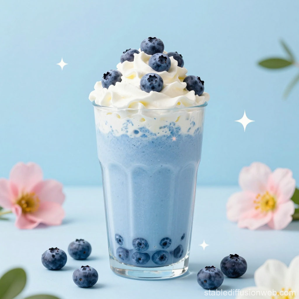 Delicious Blueberry Smoothie with Whipped Cream