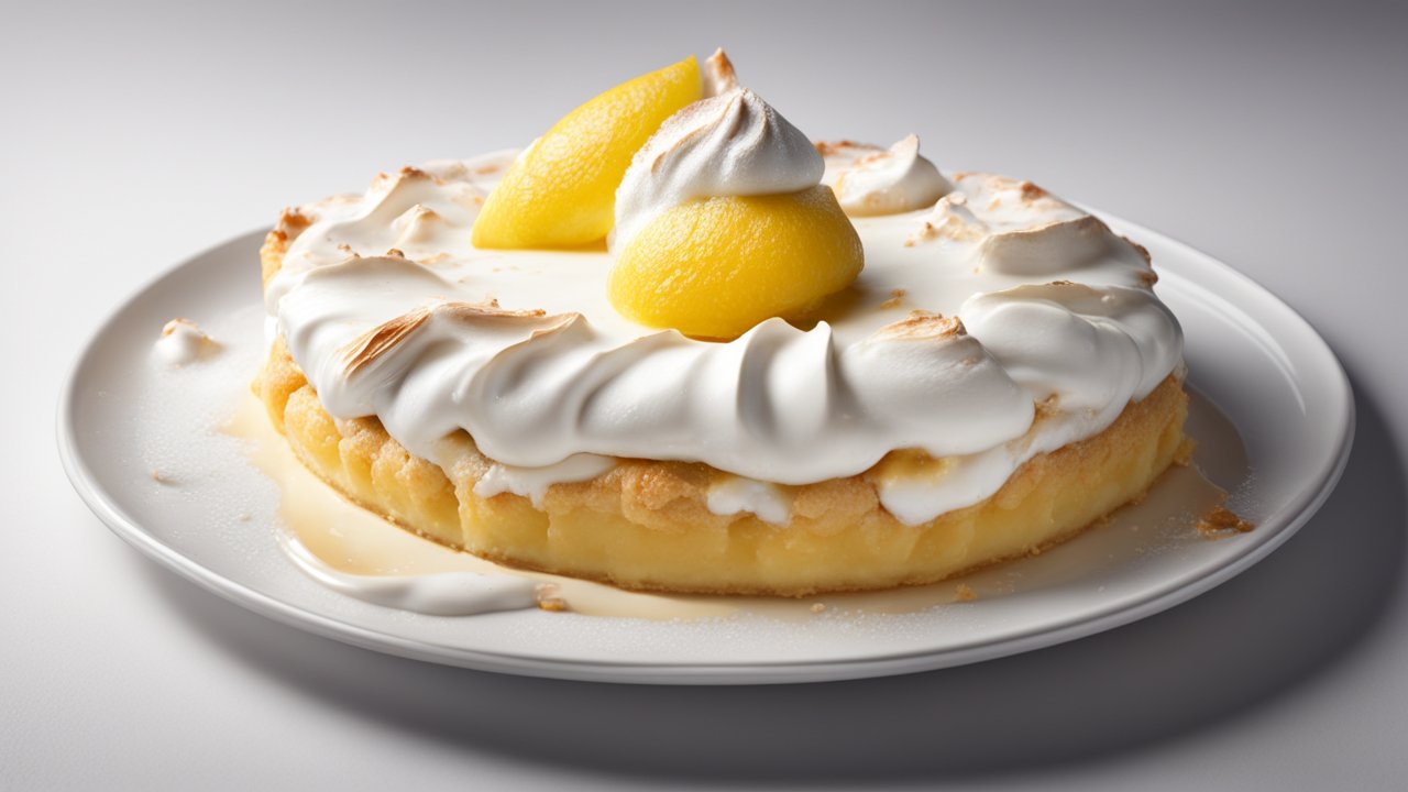 Delicious Lemon Meringue Pie on White Plate