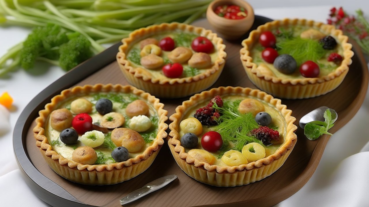 Delicious Mini Tarts with Fresh Berries and Herbs