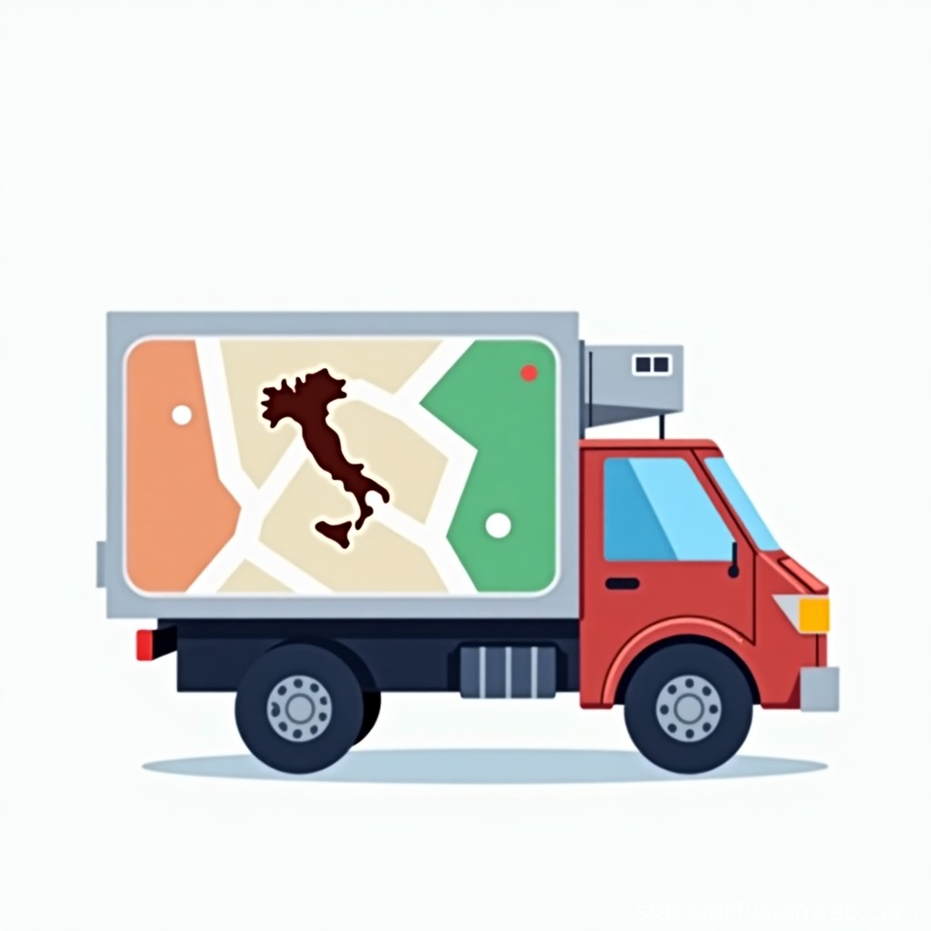 Delivery Truck with Italy Map Illustration