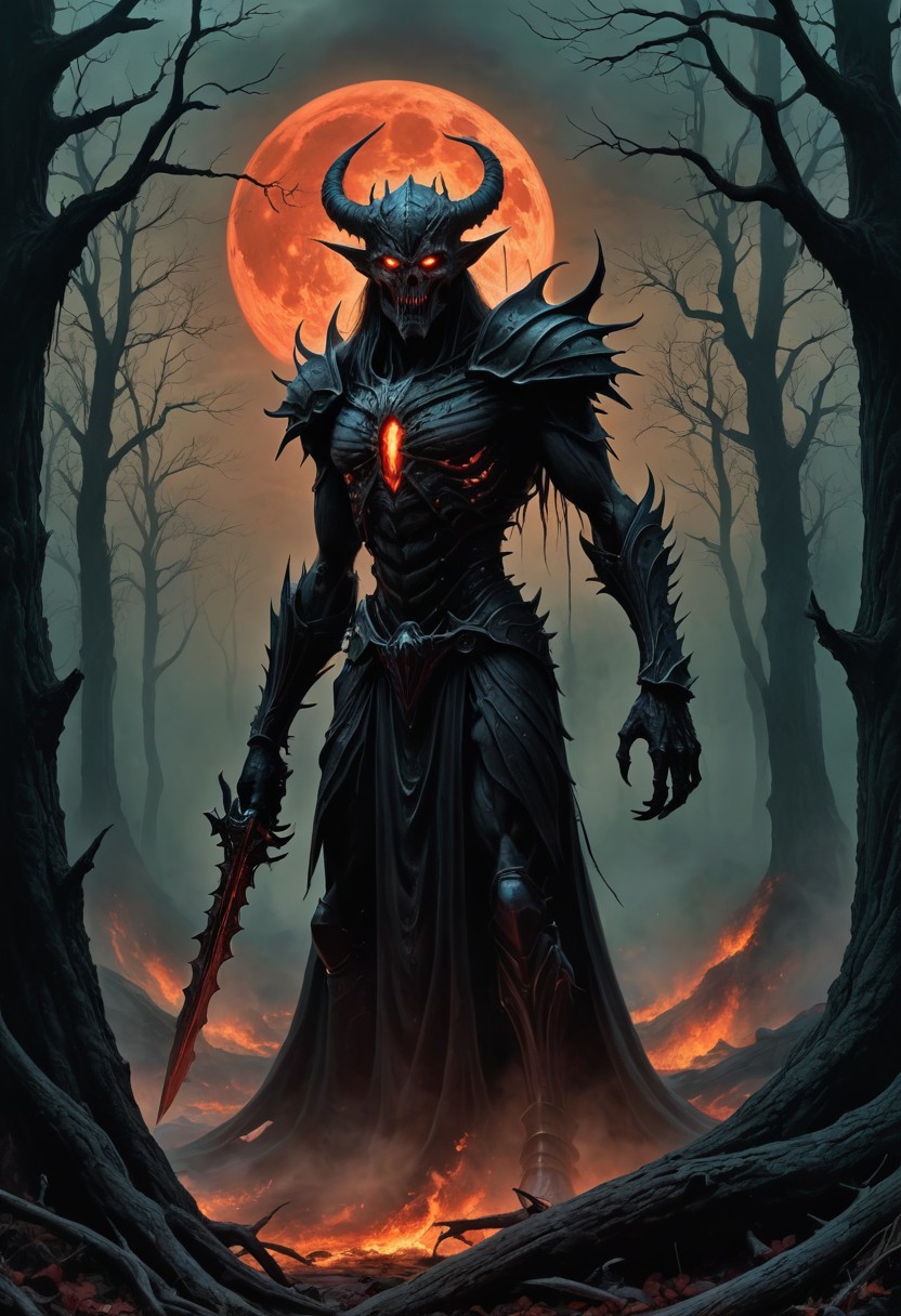Demonic Death Knight Under Blood Moon