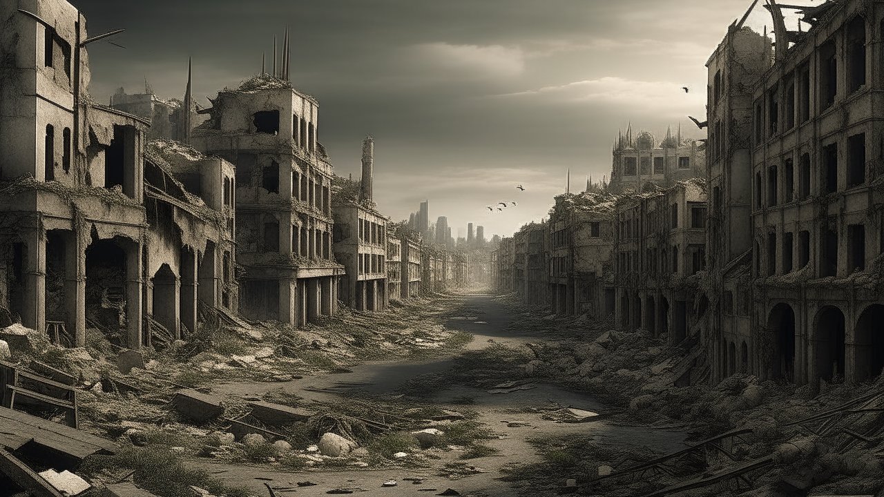 Desolate Post-Apocalyptic City Street