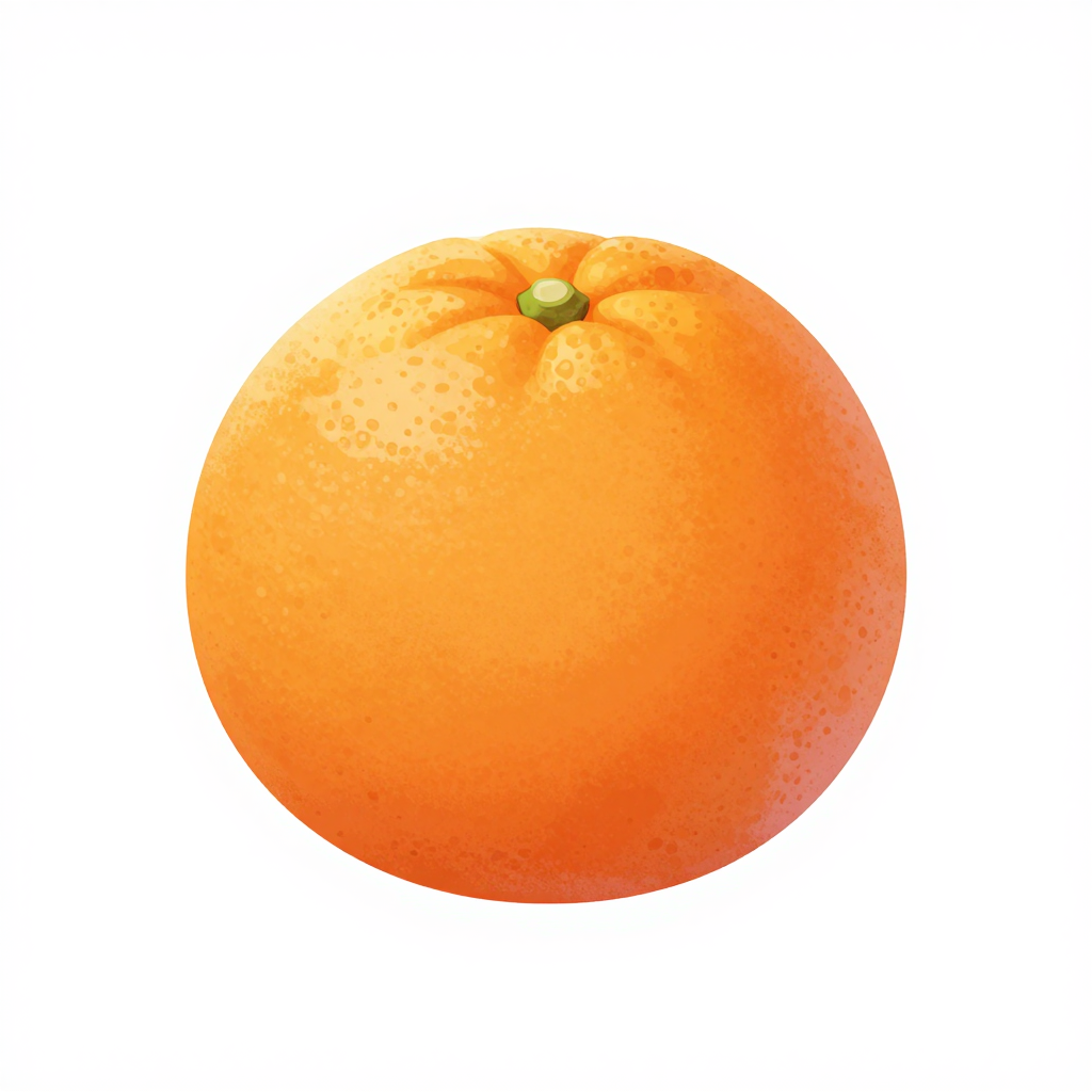 Detailed 2D Illustration of an Orange Fruit