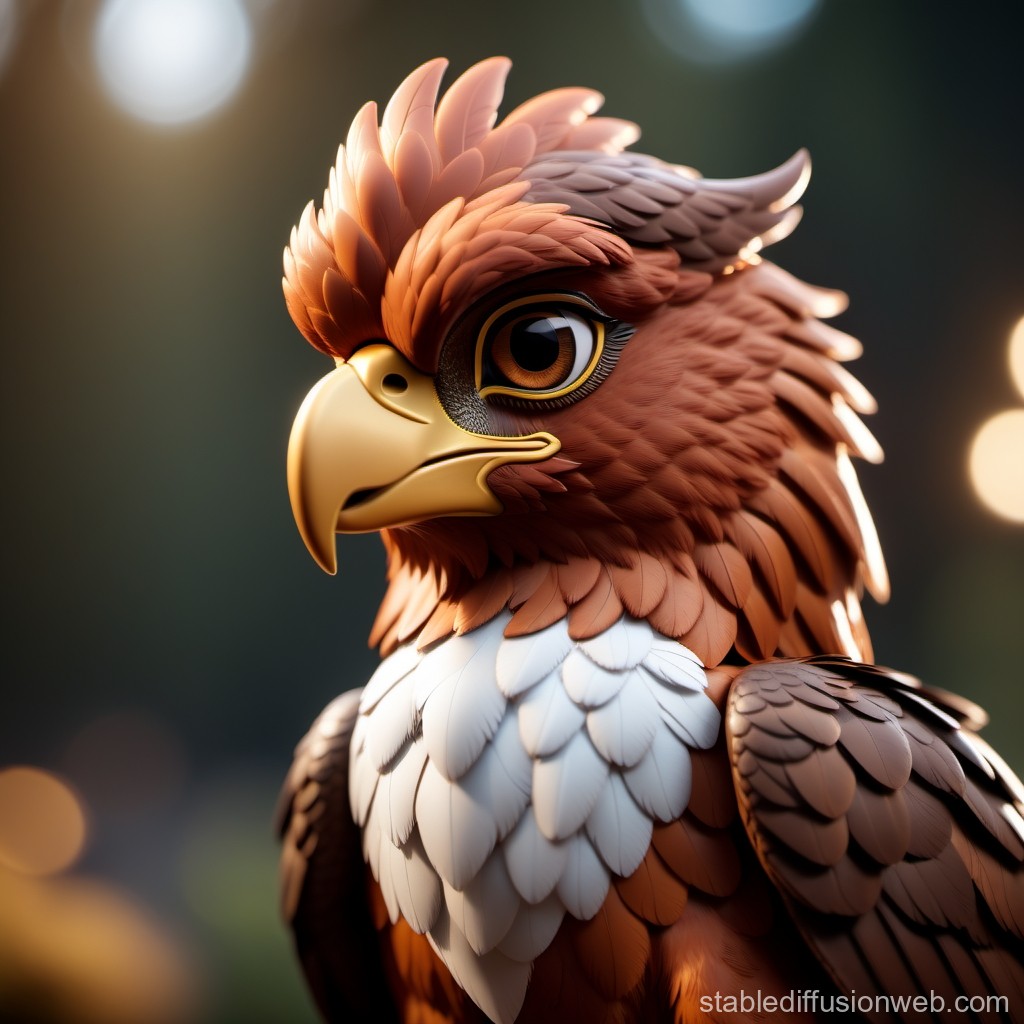 Detailed 3D Render of a Stylized Hawk